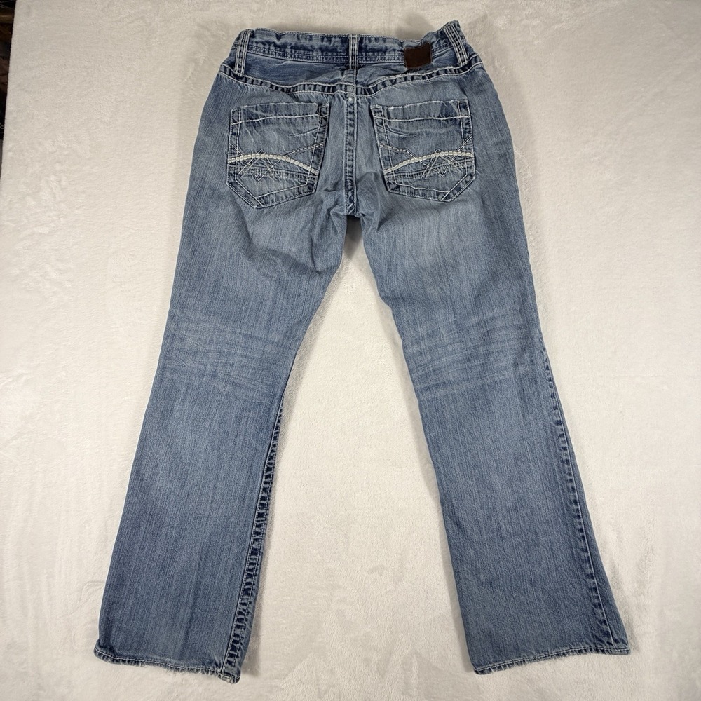 BKE Derek Jeans Men's 31R 31x31 Blue Bootcut Stretch Distressed Denim Med Wash - Picture 4 of 8
